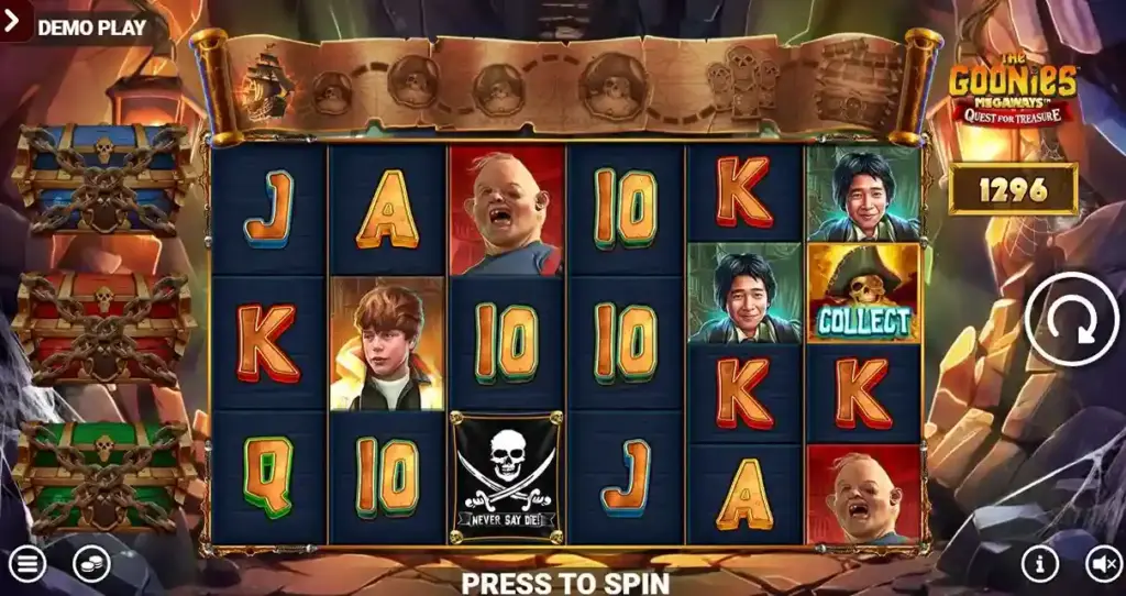 The Goonies Megaways Quest for Treasure Jackpot King slot interface